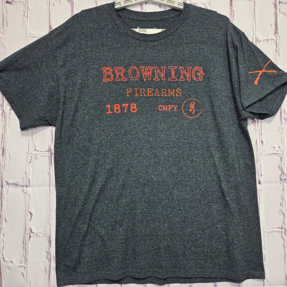 Browning Firearms 1878 Company Graphic T-Shirt Charcoal Heather Grey Mens Large
